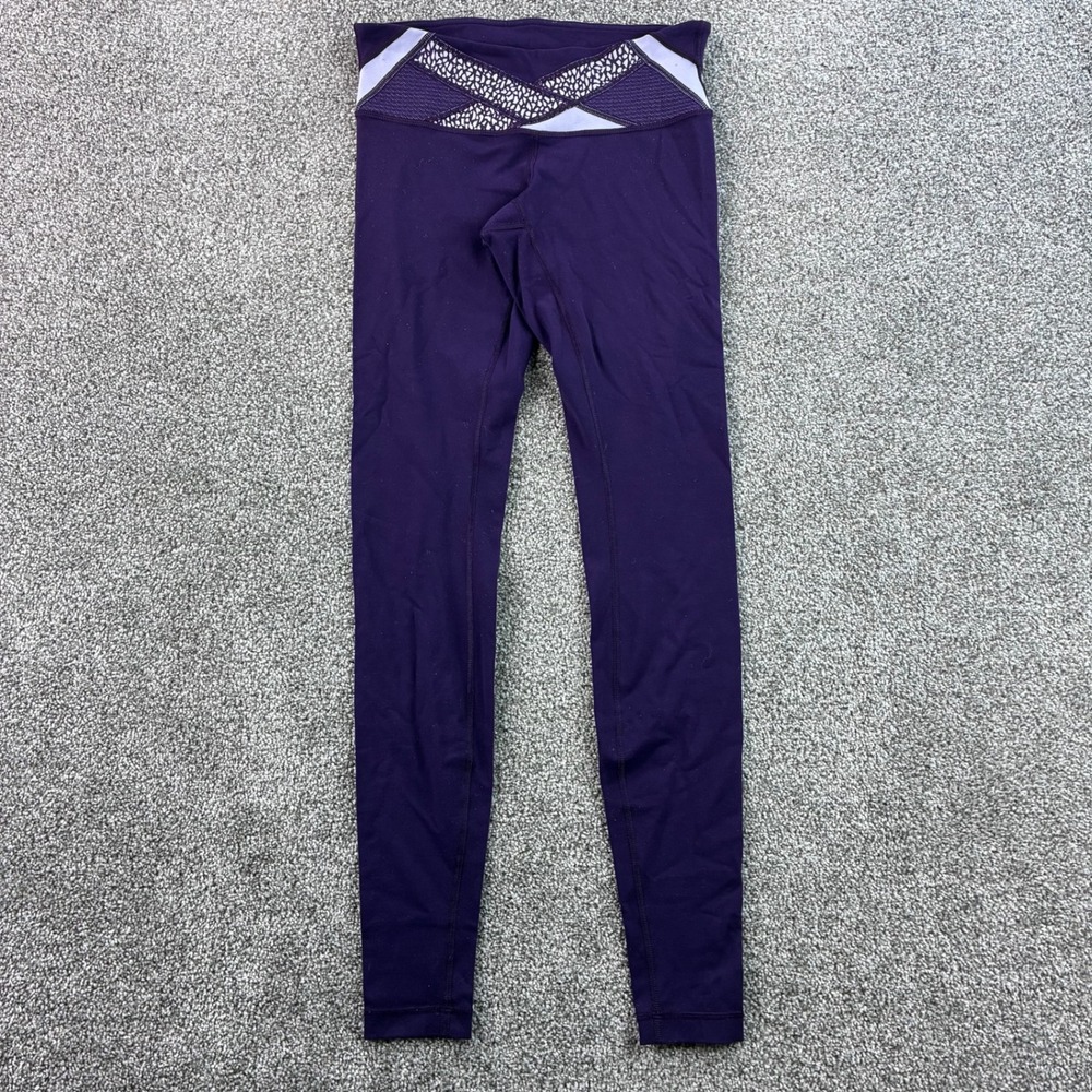 Lululemon Leggings Women's 6 Purple Wunder Under Low Rise Criss Cross Waist